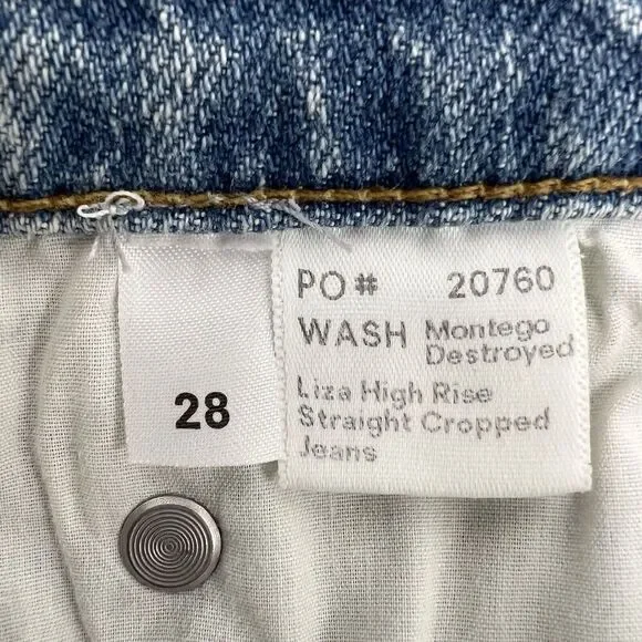 Reformation Liza High Rise Straight Cropped Jeans Montego Distressed Size 28 - Picture 8 of 10